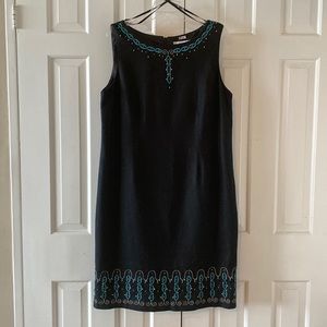 Black linen beaded dress